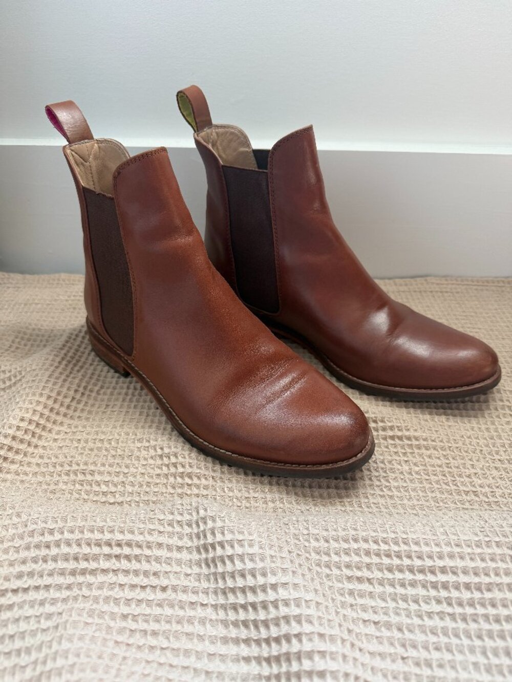 Jules Brown Leather Ankle Boots Size 7